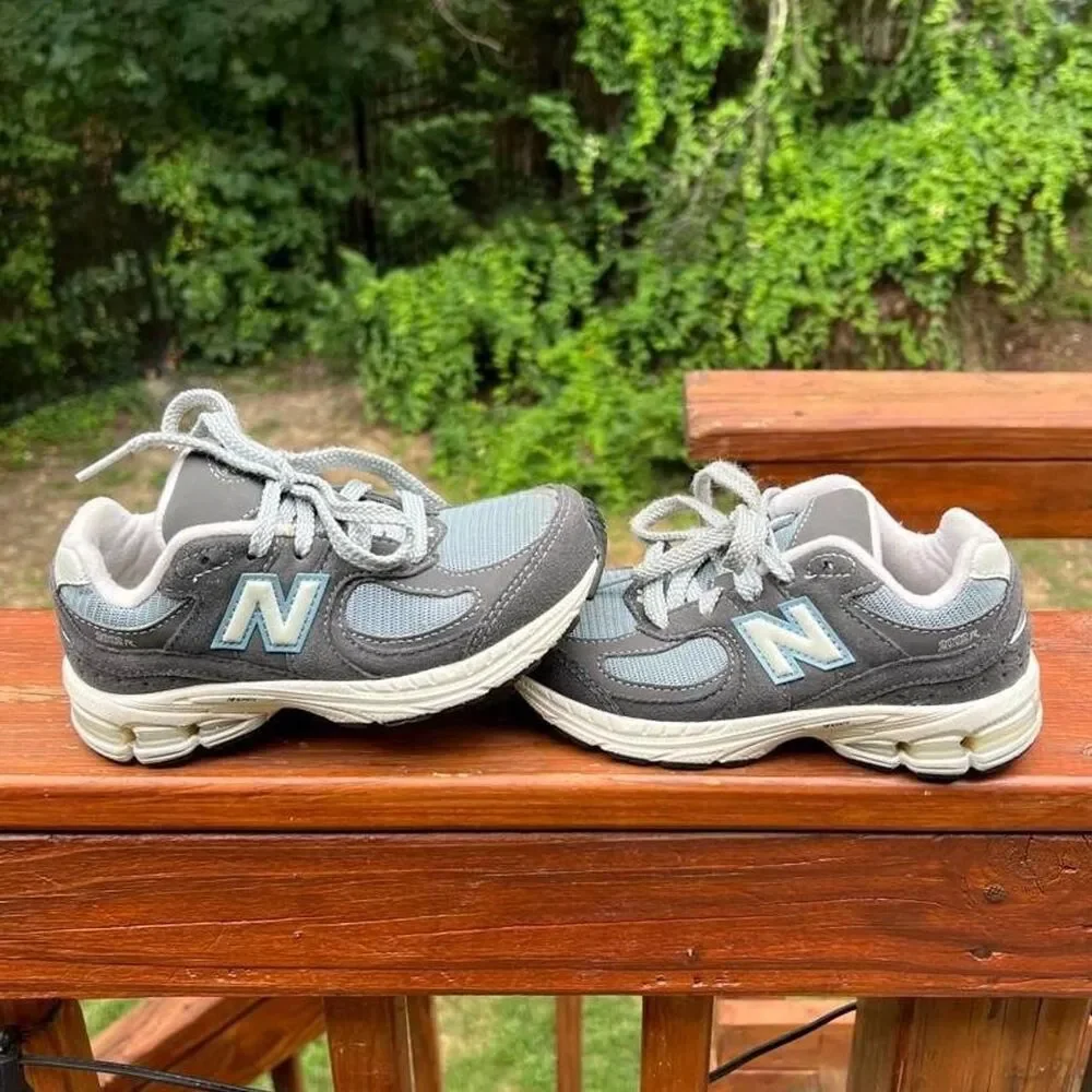 New Balance Youth 13 Grey Blue Unisex Running Jog Play School Sneakers